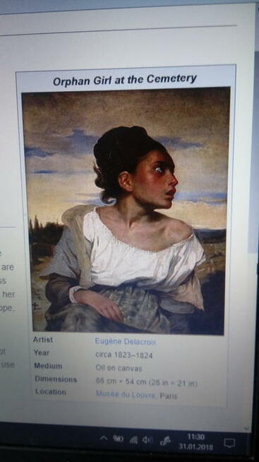 Delacroix Young orphan girl olej na płycie 70 x 60 cm