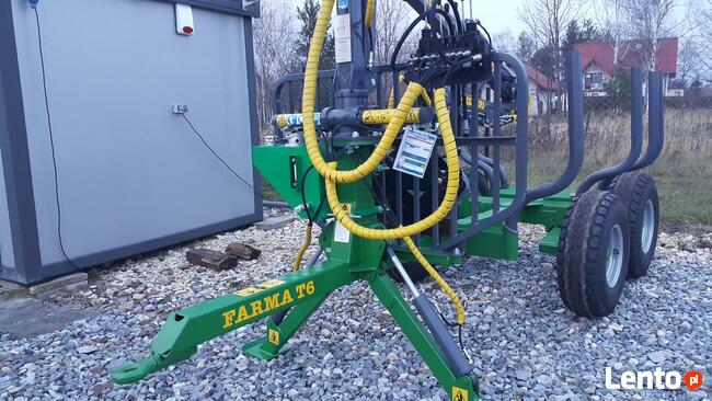 PRZYCZEPA LEŚNA 6t FARMA ŻURAW 4,2m HDS CHWYTAK ROZDZIELACZ