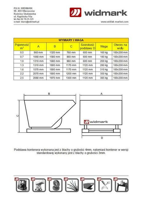 Kontener koleba pojemnik samowyładowczy 1,6m3