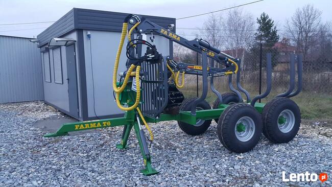 PRZYCZEPA LEŚNA 6t FARMA ŻURAW 4,2m HDS CHWYTAK ROZDZIELACZ