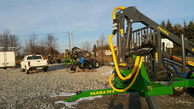 PRZYCZEPA LEŚNA FARMA 9t DŹWIG G3 6,7m wysuw 1,5m CHWYTAK