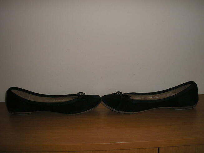 zamszowe baleriny 39 25cm., skóra naturalna