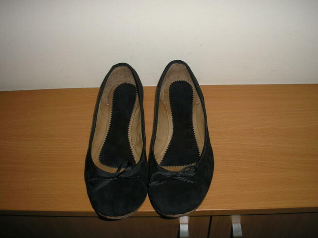 zamszowe baleriny 39 25cm., skóra naturalna