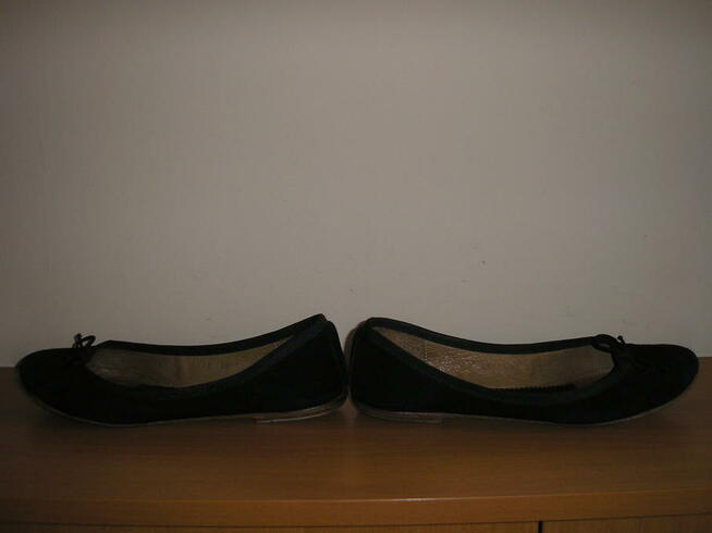 zamszowe baleriny 39 25cm., skóra naturalna
