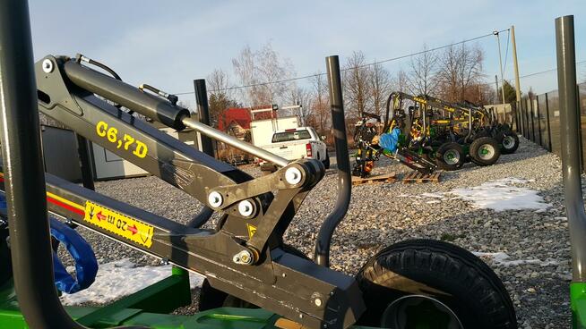 PRZYCZEPA LEŚNA FARMA 9t DŹWIG G3 6,7m wysuw 1,5m CHWYTAK