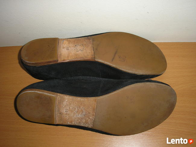 zamszowe baleriny 39 25cm., skóra naturalna