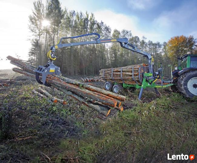 PRZYCZEPA LEŚNA FARMA 9t DŹWIG G3 6,7m wysuw 1,5m CHWYTAK