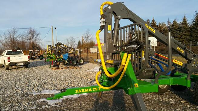 PRZYCZEPA LEŚNA FARMA 9t DŹWIG G3 6,7m wysuw 1,5m CHWYTAK