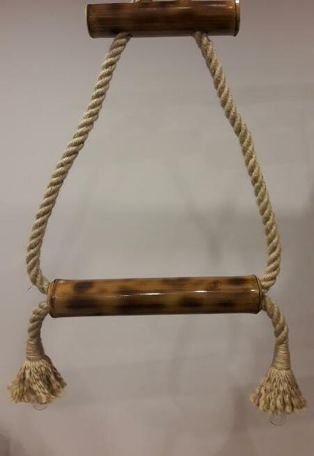 Lampa z liny jutowej wisząca żyrandol BAMBUS sznur jutowy