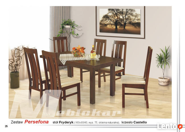Stół FRYDERYK i 6 Krzeseł CASTELLO | Furnideco