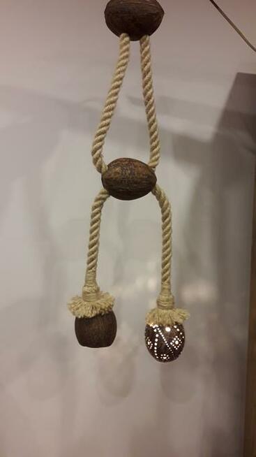 Lampa wisząca z liny jutowej KOKOS żyrandol sznur