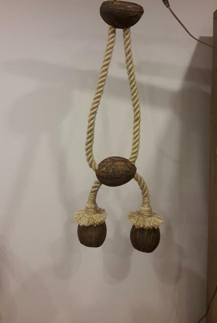 Lampa wisząca z liny jutowej KOKOS żyrandol sznur