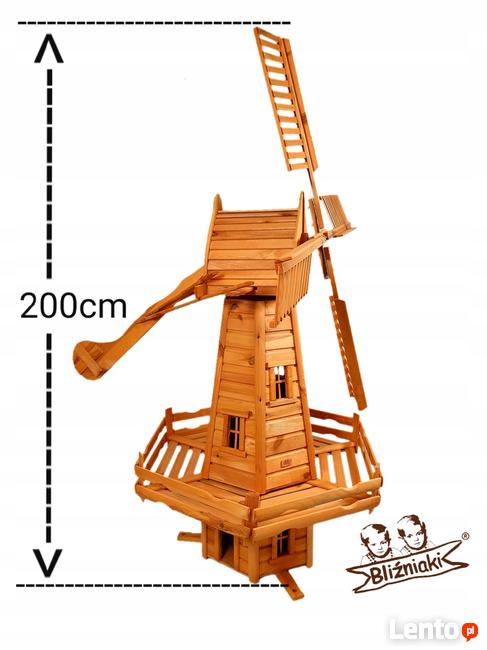 WIATRAK OGRODOWY Młyn Wietrzny Drewniany 2 metry Wysoki
