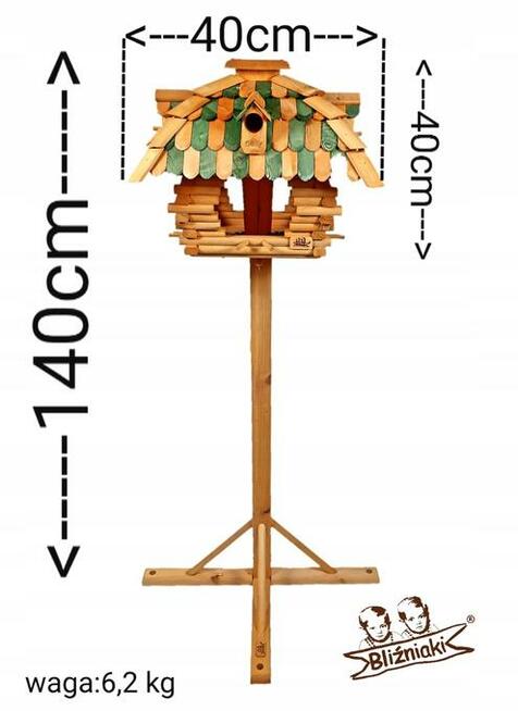 Karmnik dla ptaków model całoroczny z budką lęgową, ręcznie