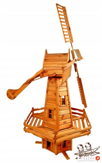 WIATRAK OGRODOWY Młyn Wietrzny Drewniany 2 metry Wysoki