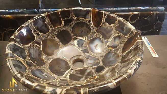 LUXURY AGAT BLUE umywalka z agatów niebieskich