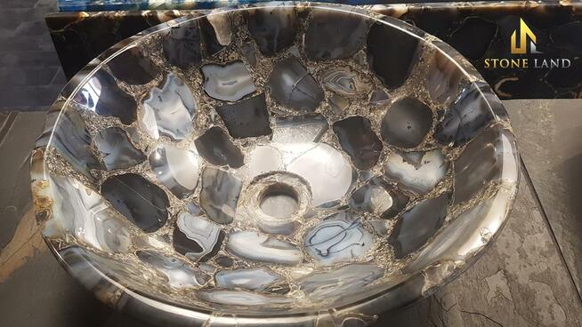 LUXURY AGAT BLUE umywalka z agatów niebieskich