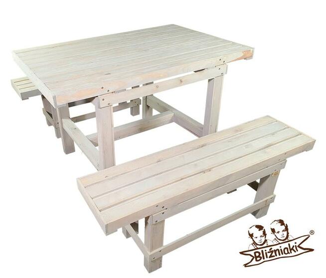 KOMPLET MEBLI DO OGRODU ZESTAW STÓŁ I DWIE ŁAWKI