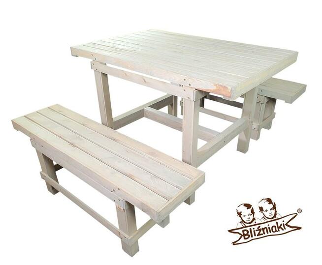 KOMPLET MEBLI DO OGRODU ZESTAW STÓŁ I DWIE ŁAWKI