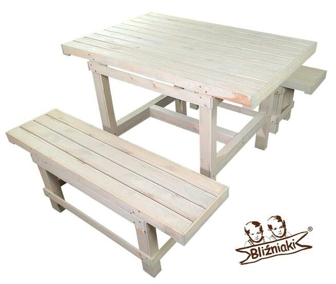 KOMPLET MEBLI DO OGRODU ZESTAW STÓŁ I DWIE ŁAWKI