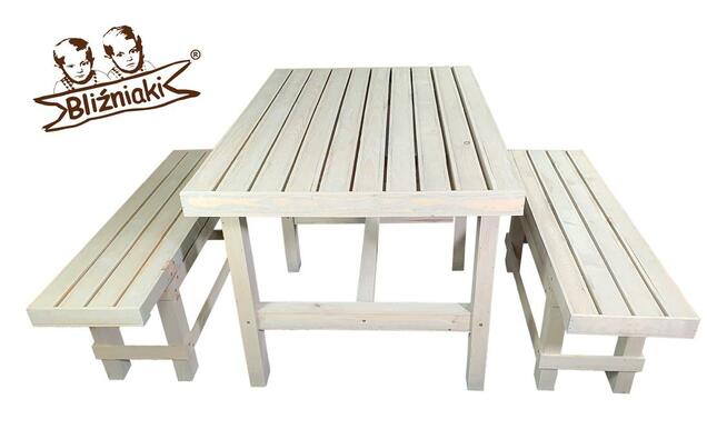 KOMPLET MEBLI DO OGRODU ZESTAW STÓŁ I DWIE ŁAWKI