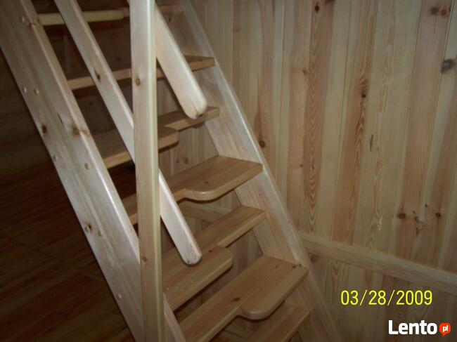 SCHODY KACZE na wysokość 240cm szer.70 drewniane ażurowe