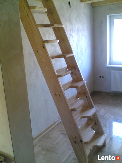 SCHODY KACZE na wysokość 240cm szer.70 drewniane ażurowe