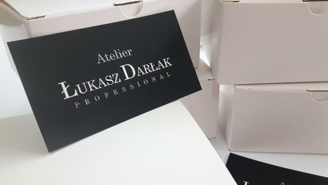 Wizytówki z folią silk touch i lakierem wybiórczym 3D orygin