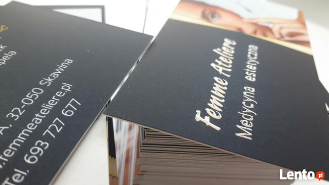 Wizytówki z folią silk touch i lakierem wybiórczym 3D orygin