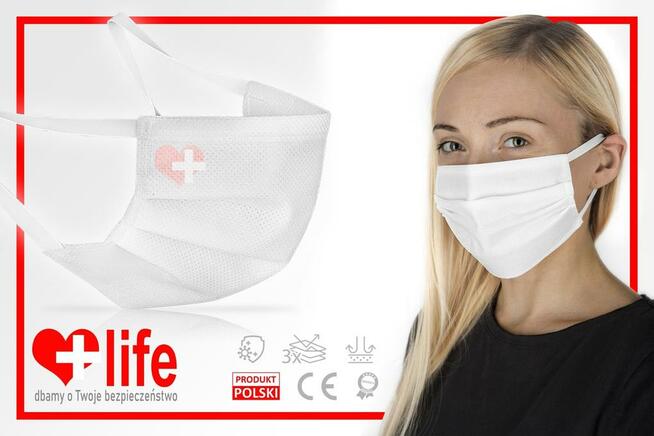 Maseczki ochronne trójwarstwowe z certyfikatem 50szt