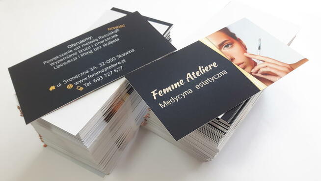 Wizytówki z folią silk touch i lakierem wybiórczym 3D orygin