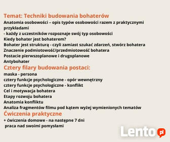 KURS PISANIA SCENARIUSZY FILMOWYCH (FILM, KINO, TELEWIZJA)