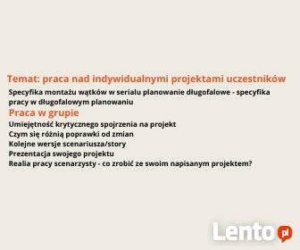 KURS PISANIA SCENARIUSZY FILMOWYCH (FILM, KINO, TELEWIZJA)