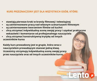 KURS PISANIA SCENARIUSZY FILMOWYCH (FILM, KINO, TELEWIZJA)