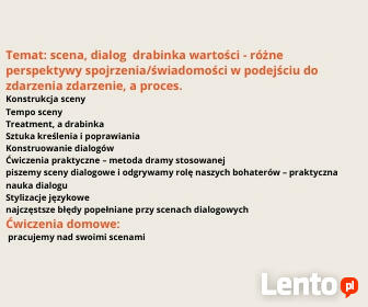 KURS PISANIA SCENARIUSZY FILMOWYCH (FILM, KINO, TELEWIZJA)