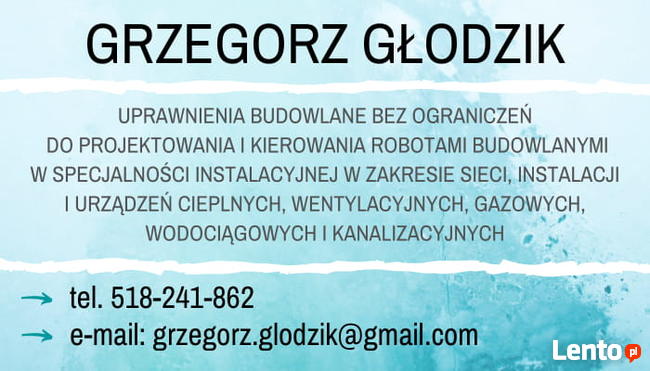 Projekty instalacji sanitarnych wod-kan.gaz c.o. kierownik r
