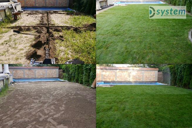 Koparka łańcuchowa, system nawadniania, podcinarka darni.