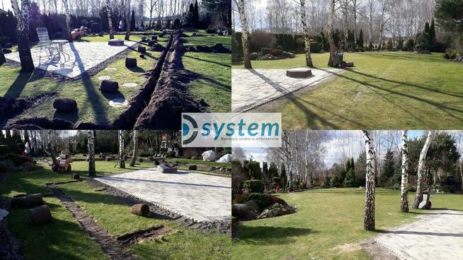 Koparka łańcuchowa, system nawadniania, podcinarka darni.