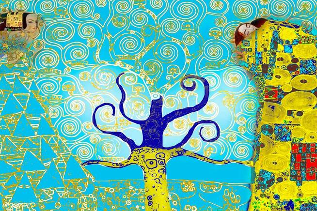 Obraz art deco Drzewo Życia w turkusie