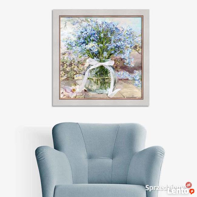 Obraz Kwiaty Niezapominajki w słoju 80x80