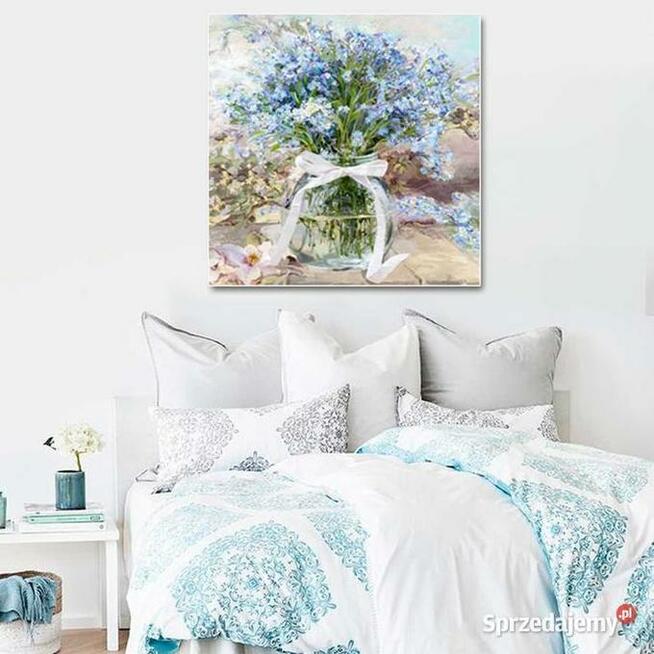 Obraz Kwiaty Niezapominajki w słoju 80x80