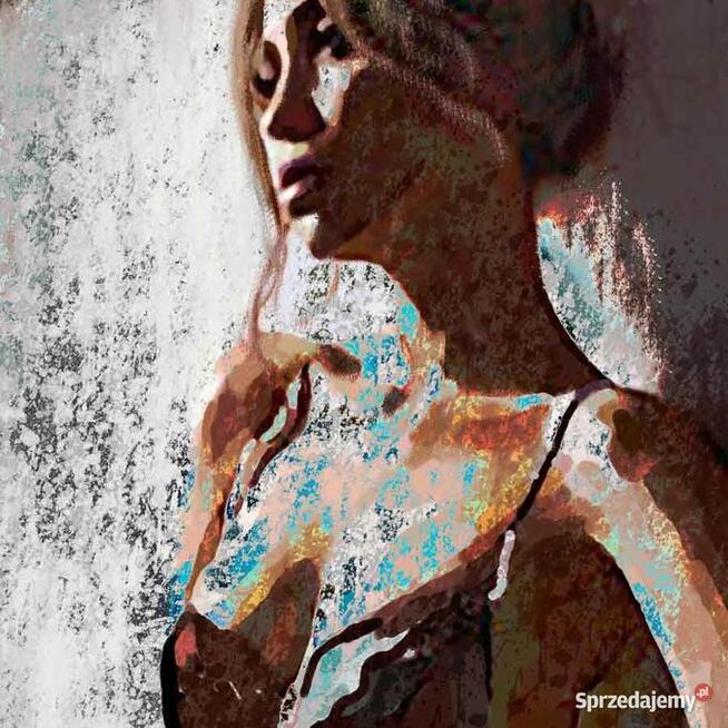 Obraz Piękna kobieta przy ścianie