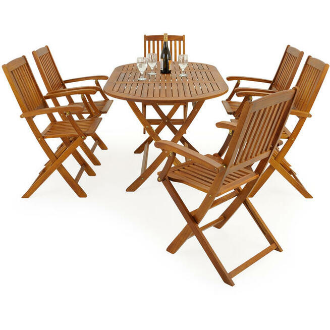 MEBLE OGRODOWE SKŁADANE 6+1 AKACJOWE DOSTAWA 0ZŁ