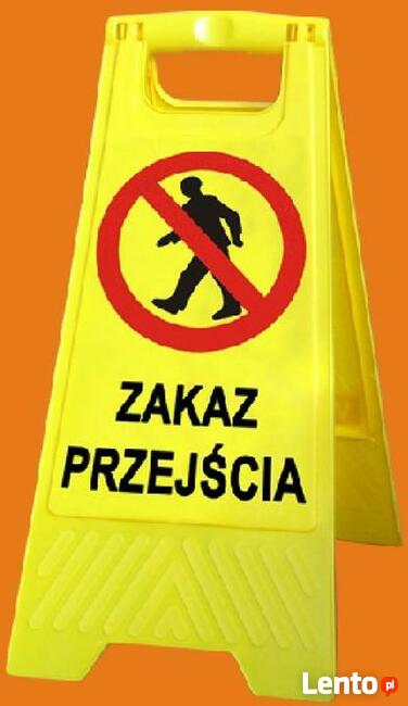 Potykacz: ZAKAZ PRZEJŚCIA, wraz z piktogramem