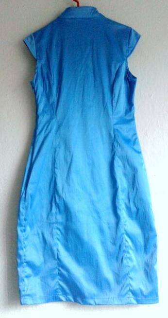 Turkusowa, haftowana, orientalna sukienka