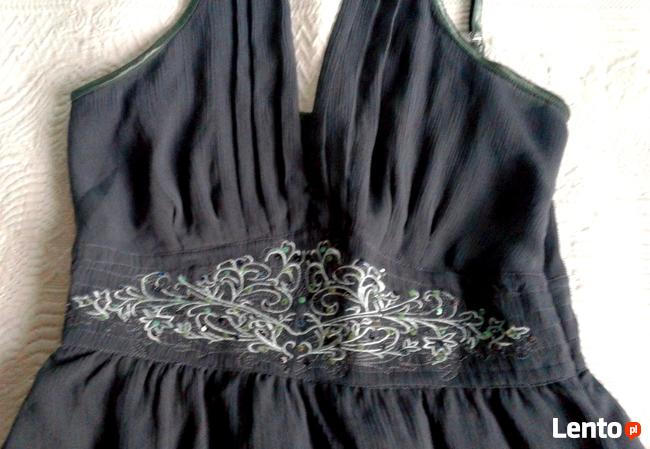 Zwiewna sukienka z gołymi plecami i haftem:) szaro-kamienna:)