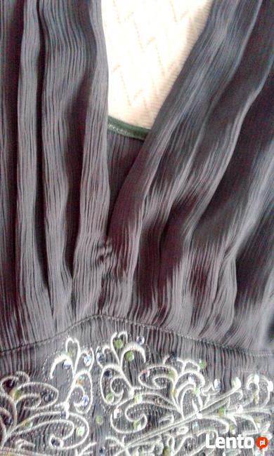 Zwiewna sukienka z gołymi plecami i haftem:) szaro-kamienna:)