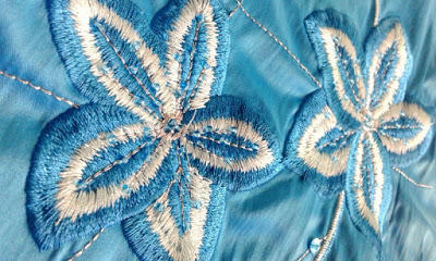 Turkusowa, haftowana, orientalna sukienka