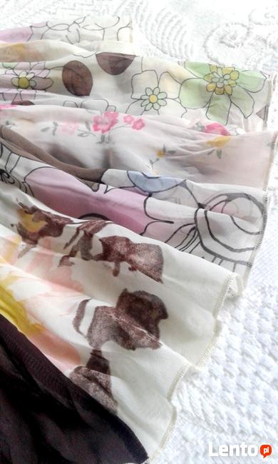 Pastelowa, szeroka, zwiewna, plisowana spódnica z klinów;)