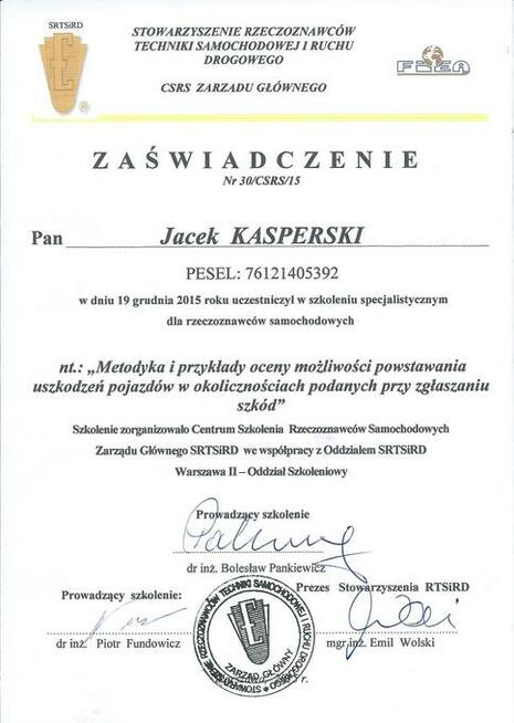 Certyfikowany Rzeczoznawca Samochodowy Wrocław, Dolnyśląsk